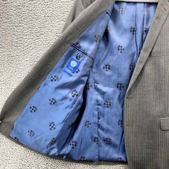 Vince Camuto Jacket Adult 48L Gray Striped Wool Slim Fit Blazer Coat Formal Mens - Picture 4 of 13